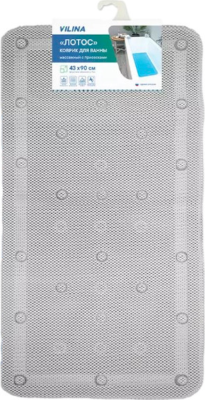 Изображение товара Коврик на присосках Вилина Массажный Лотос 6910 (43x90, серый)