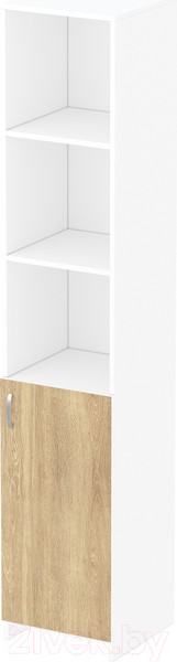 Изображение товара Стеллаж Seven Dreams Узкий закрытый SD-205 (белый/дуб сонома)