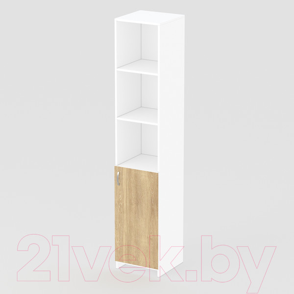 Изображение товара Стеллаж Seven Dreams Узкий закрытый SD-205 (белый/дуб сонома)