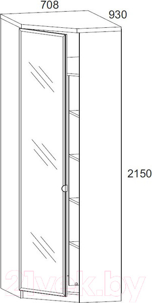 Изображение товара Шкаф Anrex Taurus 1DGL Z угловой (белый/дуб вотан)
