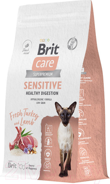 Изображение товара Сухой корм для кошек Brit Care Sensitive Healthy Digestion с индейкой и ягненком / 5066148 (1.5кг)