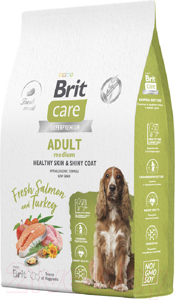 Изображение товара Сухой корм для собак Brit Care Dog Adult M Healthy Skin&Shiny Coat с лос. и инд. / 5066360 (12кг)