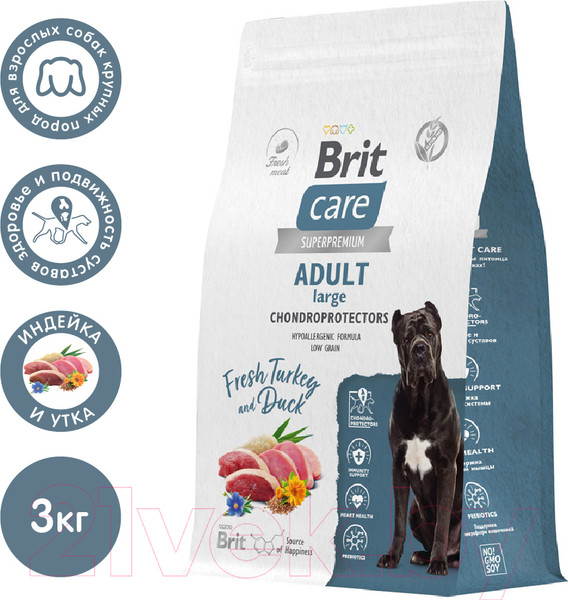 Изображение товара Сухой корм для собак Brit Care Dog Adult L Chondroprotectors с индейкой и уткой / 5066407 (3кг)