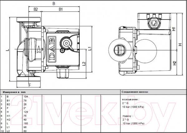 Изображение товара Циркуляционный насос DAB VA 55/180X(1"1/4)