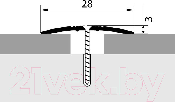 Изображение товара Порог Русский Профиль Анодированный 28мм 1.8м (серебро матовое)