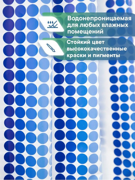 Изображение товара Шторка-занавеска для ванны Вилина Ритм / 6984-010 (180x180, синий)