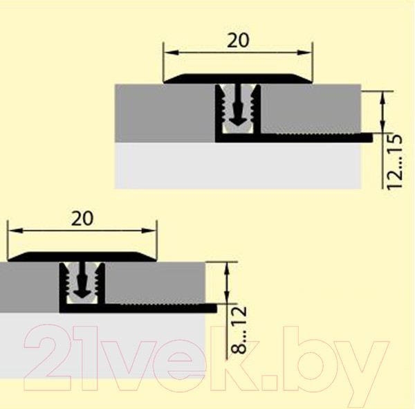 Изображение товара Профиль декоративный Русский Профиль Т-образный Анодированный 20мм 0.9м (серебро матовое)