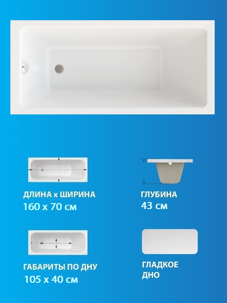 Изображение товара Ванна акриловая Triton Аура 160x70