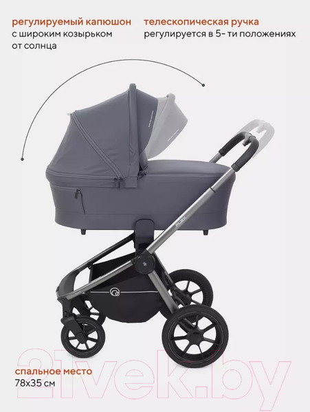Изображение товара Детская универсальная коляска Rant Flex Pro 2 в 1 2023 / RA074 (Graphite)