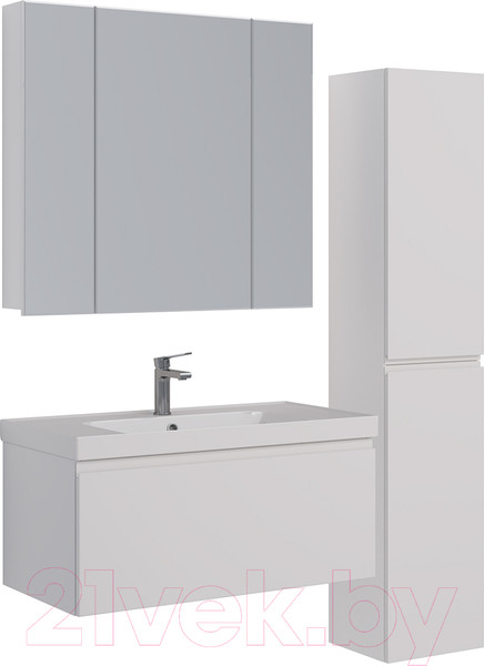 Изображение товара Шкаф с зеркалом для ванной LEMARK Universal 100 / LM100ZS-U (белый глянец)