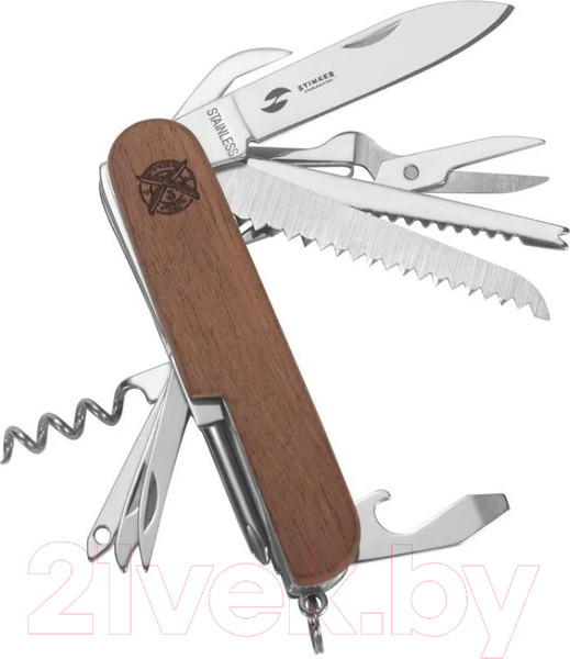 Изображение товара Нож швейцарский STINGER FK-K5014ALL (дерево)