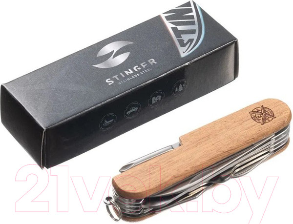 Изображение товара Нож швейцарский STINGER FK-K5014ALL (дерево)