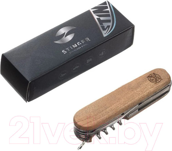 Изображение товара Нож швейцарский STINGER FK-K5019-6P (дерево)