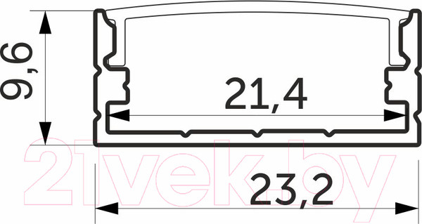 Изображение товара Профиль для светодиодной ленты AKS Sirius-2310M накладной с экраном (2м, алюминий)