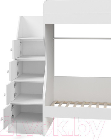 Изображение товара Двухъярусная кровать Капризун 6 Р443-4 с лестницей (белый)