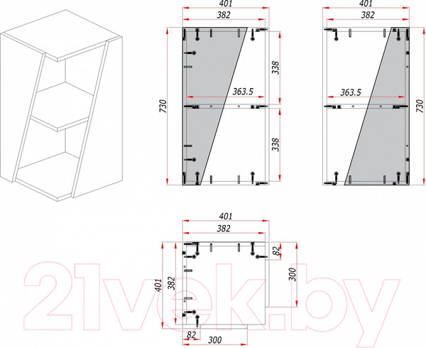 Изображение товара Шкаф для ванной ЗОВ Кито 40 / CK40LAMWML (левый, аттик/белый матовый)