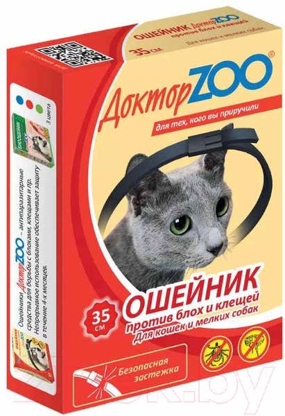 Изображение товара Ошейник от блох Доктор ZOO Для собак и кошек от блох/клещей (35см)
