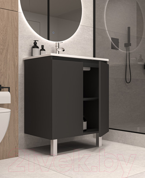Изображение товара Тумба под умывальник ЗОВ Монови 80 / M80LG0LGS (напольная/антрацит)