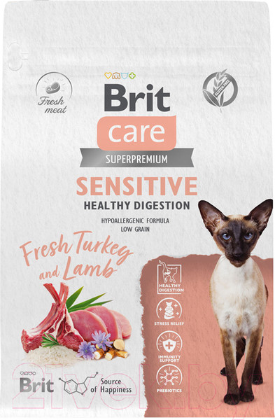 Изображение товара Сухой корм для кошек Brit Care Cat Sensitive Healthy Digestion с индейкой / 5066131 (400г)