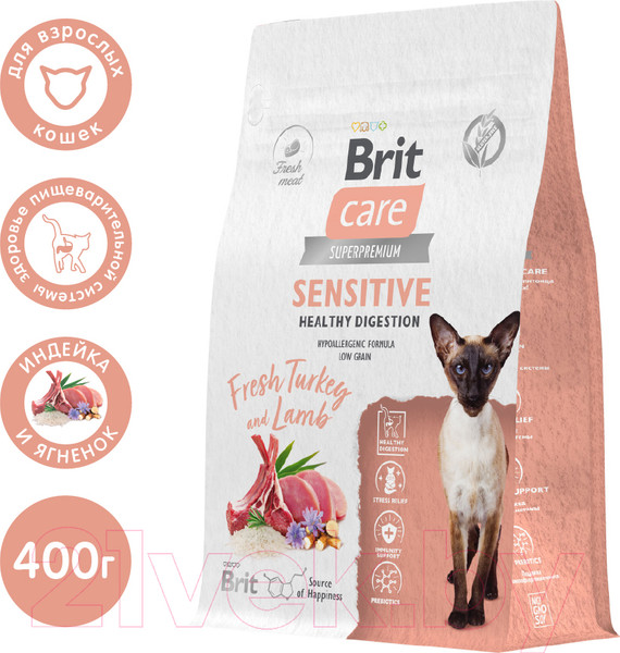 Изображение товара Сухой корм для кошек Brit Care Cat Sensitive Healthy Digestion с индейкой / 5066131 (400г)