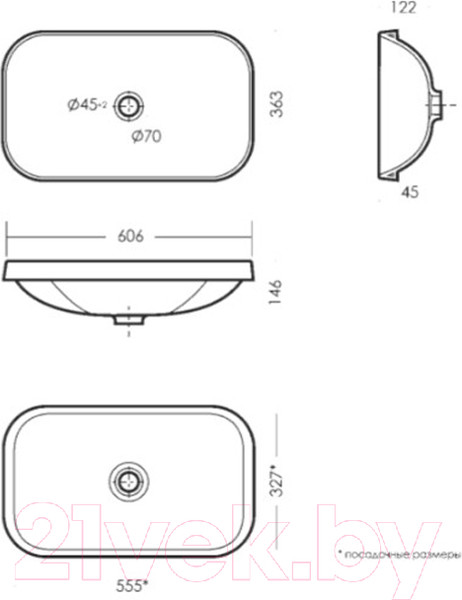 Изображение товара Умывальник Sanita Luxe Infinity 60 / WB.IN/Infinity/60-N/WHT.G/S1