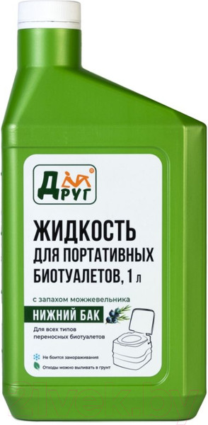 Изображение товара Жидкость для биотуалета Друг Для нижнего бака LLT1 (1л, зеленый)