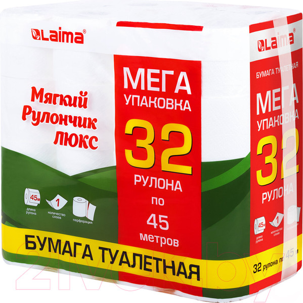 Изображение товара Туалетная бумага Laima Люкс / 114736 (32рул, белый)