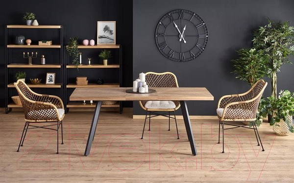 Изображение товара Обеденный стол Halmar Berlin раскладной 160-220x85x76 (орех/черный)