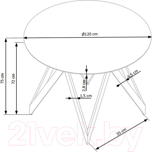 Изображение товара Обеденный стол Halmar Mozambik 120x75 (дуб золотой/черный)