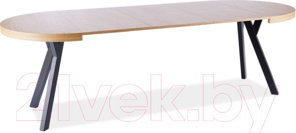 Изображение товара Обеденный стол Signal Domingo раскладной 100-250x100x76 (дуб натуральный/черный)