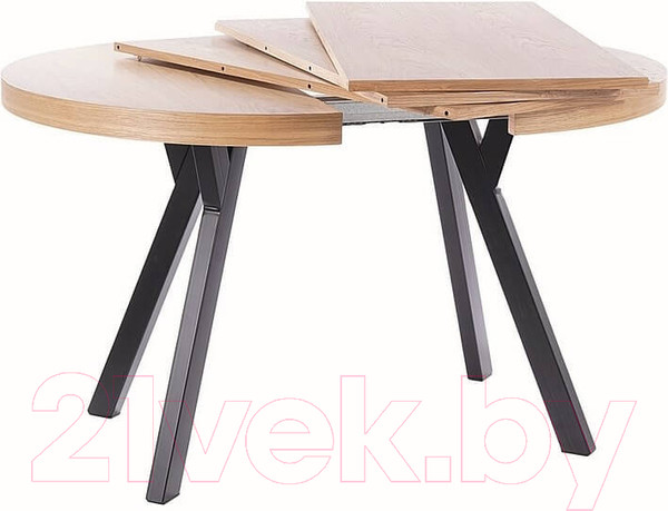 Изображение товара Обеденный стол Signal Domingo раскладной 100-250x100x76 (дуб натуральный/черный)