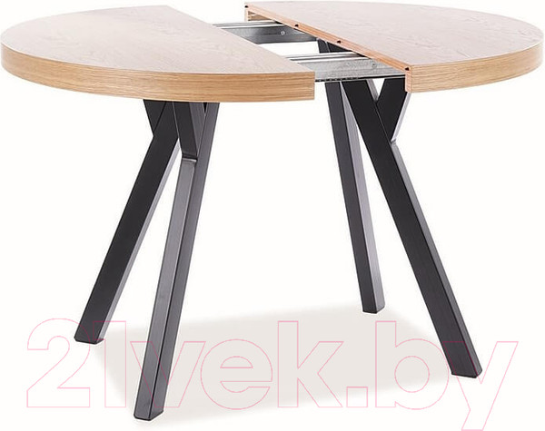 Изображение товара Обеденный стол Signal Domingo раскладной 100-250x100x76 (дуб натуральный/черный)