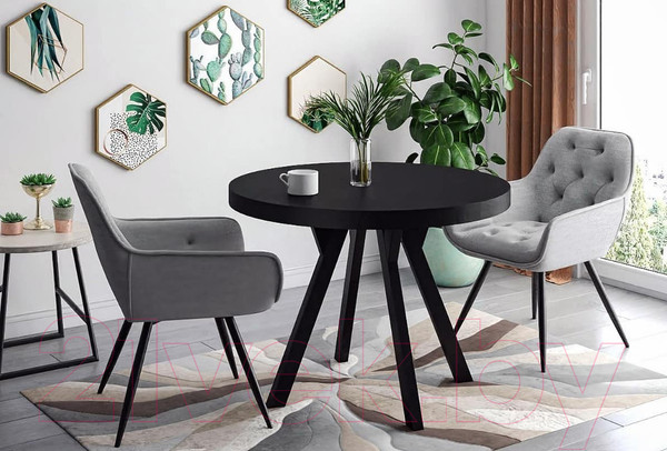 Изображение товара Обеденный стол Signal Domingo раскладной 100-250x100x76 (черный матовый/черный)