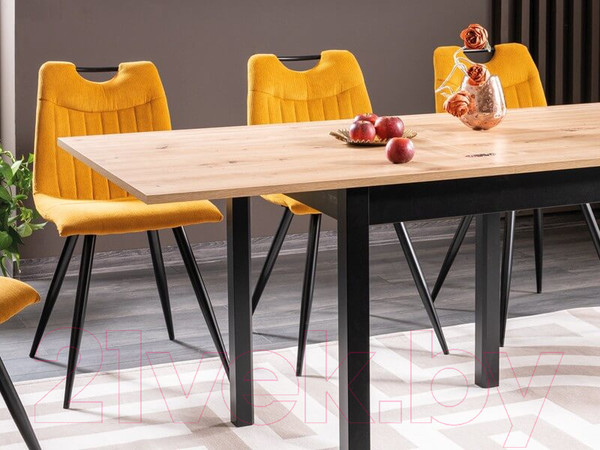 Изображение товара Обеденный стол Signal Flip раскладной 80-160x80x78 (дуб артизан/черный)