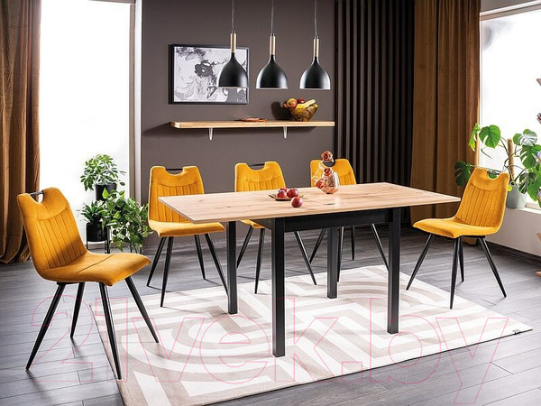 Изображение товара Обеденный стол Signal Flip раскладной 80-160x80x78 (дуб артизан/черный)