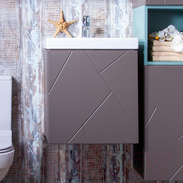 Изображение товара Тумба под умывальник Бриклаер Кристалл 50 (ясень анкор темный/софт графит)