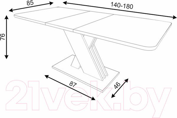 Изображение товара Обеденный стол Signal Exel 140-180x85 (дуб кремона/кашемир)