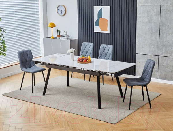 Изображение товара Обеденный стол Signal John 120-180x85 (белый/черный)