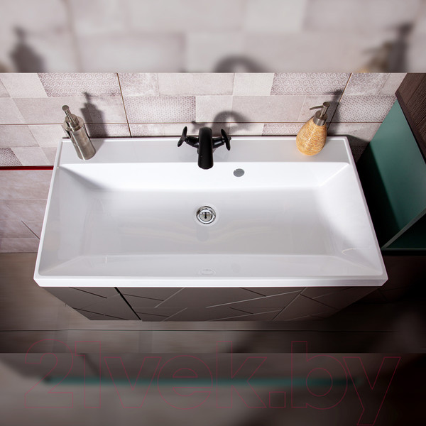 Изображение товара Тумба под умывальник Бриклаер Кристалл 90 (ясень анкор темный/софт графит)