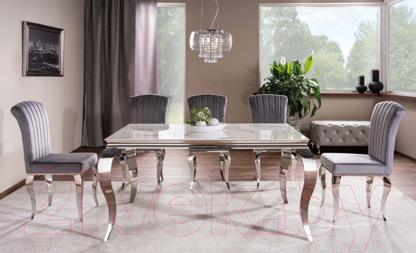 Изображение товара Обеденный стол Signal Prince Ceramic 180x90 (белый Calacatta/хром)
