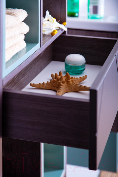 Изображение товара Шкаф-пенал для ванной Бриклаер Кристалл 60 / НМ 011.94 (ясень анкор темный/софт графит/муссон)