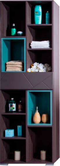 Изображение товара Шкаф-пенал для ванной Бриклаер Кристалл 60 / НМ 011.94 (ясень анкор темный/софт графит/муссон)