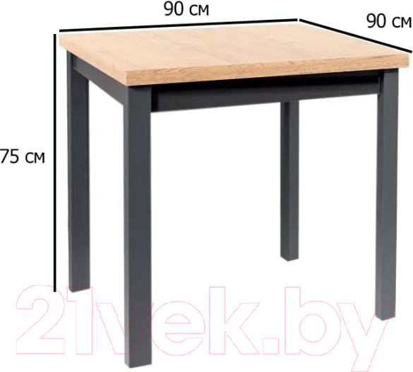 Изображение товара Обеденный стол Signal Adam 90x60x75 (дуб артизан/черный)