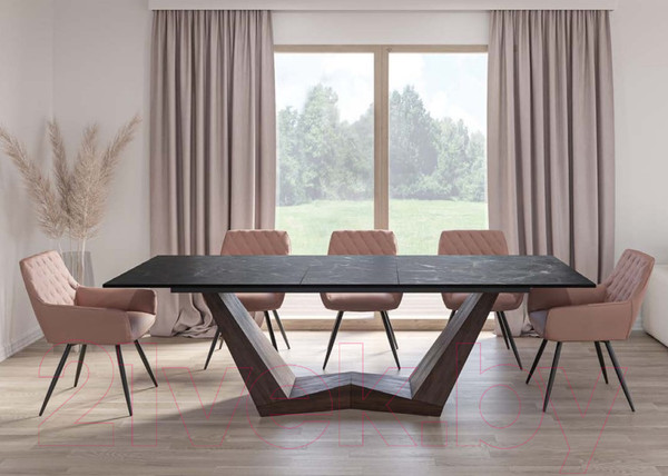 Изображение товара Обеденный стол Signal Bonucci Ceramic 200-250x98 (черный Nero Greco/черный матовый)