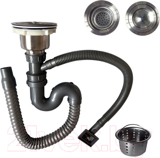 Изображение товара Мойка кухонная со смесителем Mixline Pro 552104 (черный графит, с сифоном)