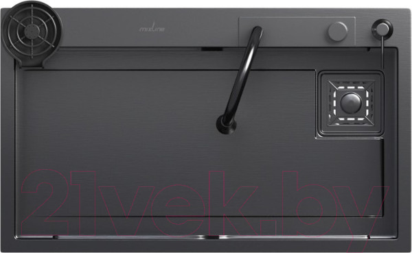Изображение товара Мойка кухонная со смесителем Mixline Pro 552104 (черный графит, с сифоном)