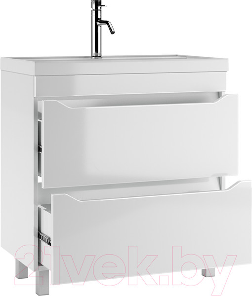 Изображение товара Тумба под умывальник Айсберг Bazis 80 Ева В2 DA5908T (с двумя ящиками)