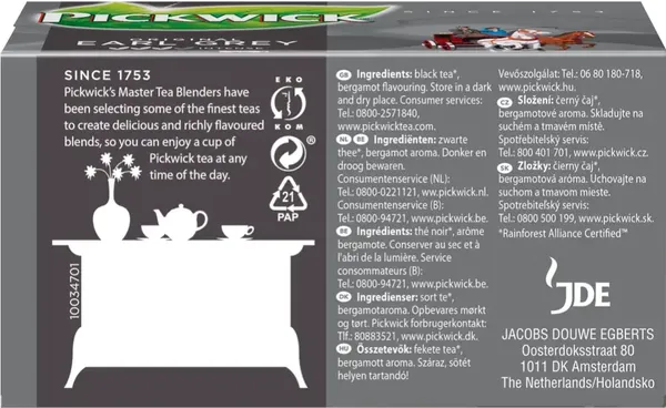 Изображение товара Чай пакетированный Pickwick Earl Grey с ароматом бергамота (20пак)