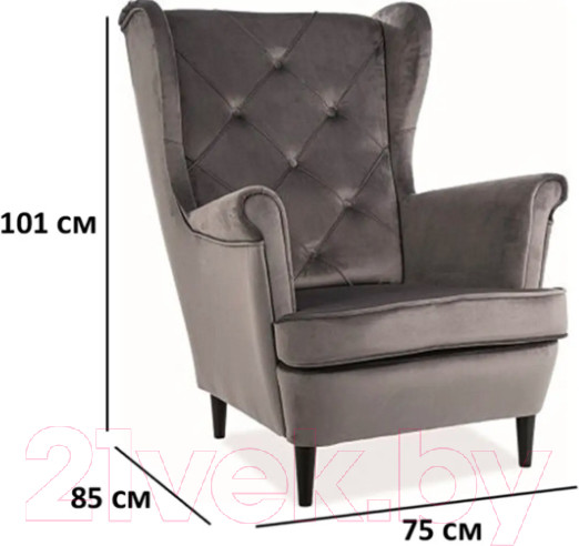 Изображение товара Кресло мягкое Signal Lady Velvet (Bluvel 14 серый/венге)