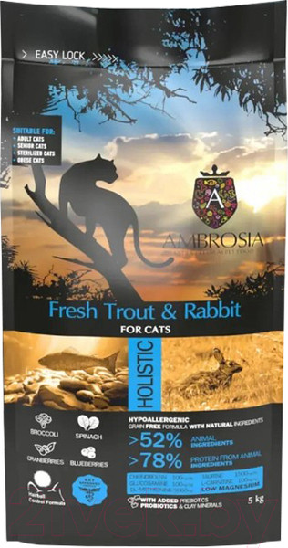 Изображение товара Сухой корм для кошек Ambrosia Grain Free для стерилизов., свежая форель и кролик / U/ACTR1.5 (1.5кг)